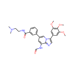 COc1cc(-c2cnc3c(NC=O)cc(-c4cccc(C(=O)NCCN(C)C)c4)cn23)cc(OC)c1OC ZINC000061908173