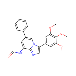 COc1cc(-c2cnc3c(NC=O)cc(-c4ccccc4)cn23)cc(OC)c1OC ZINC000061905952