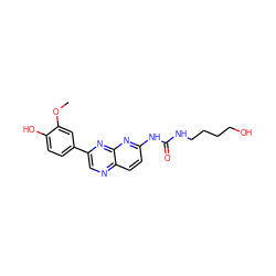 COc1cc(-c2cnc3ccc(NC(=O)NCCCCO)nc3n2)ccc1O ZINC000169711827