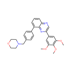 COc1cc(-c2cnc3cccc(-c4ccc(CN5CCOCC5)cc4)c3n2)cc(OC)c1OC ZINC000049071475