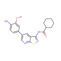 COc1cc(-c2cnc3snc(NC(=O)C4CCCCC4)c3c2)ccc1N ZINC000299822070