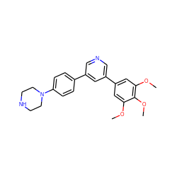 COc1cc(-c2cncc(-c3ccc(N4CCNCC4)cc3)c2)cc(OC)c1OC ZINC000095921309