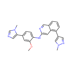 COc1cc(-c2cncn2C)ccc1Nc1cc2c(-c3cnn(C)c3)cccc2cn1 ZINC000207616724