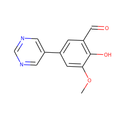 COc1cc(-c2cncnc2)cc(C=O)c1O ZINC000031995907