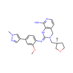 COc1cc(-c2cnn(C)c2)ccc1N=C1Nc2c(ccnc2N)CN1C[C@@]1(C)CCOC1 ZINC001772578869