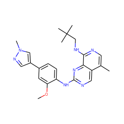 COc1cc(-c2cnn(C)c2)ccc1Nc1ncc2c(C)cnc(NCC(C)(C)C)c2n1 ZINC000223697062