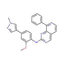 COc1cc(-c2cnn(C)c2)ccc1Nc1ncc2ccnc(-c3ccccc3)c2n1 ZINC000207616914