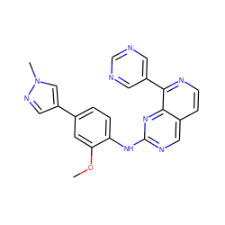 COc1cc(-c2cnn(C)c2)ccc1Nc1ncc2ccnc(-c3cncnc3)c2n1 ZINC000223692768