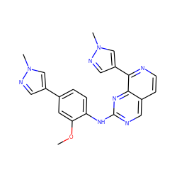 COc1cc(-c2cnn(C)c2)ccc1Nc1ncc2ccnc(-c3cnn(C)c3)c2n1 ZINC000207610905