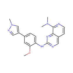 COc1cc(-c2cnn(C)c2)ccc1Nc1ncc2ccnc(N(C)C)c2n1 ZINC000224106367