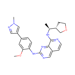 COc1cc(-c2cnn(C)c2)ccc1Nc1ncc2ccnc(N[C@@H](C)[C@@H]3CCOC3)c2n1 ZINC000223681790