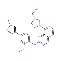 COc1cc(-c2cnn(C)c2)ccc1Nc1ncc2ccnc(N3CC[C@H](CO)C3)c2n1 ZINC000207623632