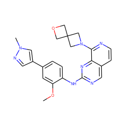 COc1cc(-c2cnn(C)c2)ccc1Nc1ncc2ccnc(N3CC4(COC4)C3)c2n1 ZINC000223698042