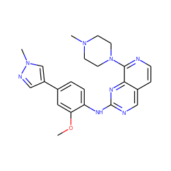 COc1cc(-c2cnn(C)c2)ccc1Nc1ncc2ccnc(N3CCN(C)CC3)c2n1 ZINC000207622634