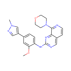 COc1cc(-c2cnn(C)c2)ccc1Nc1ncc2ccnc(N3CCOCC3)c2n1 ZINC000224097280