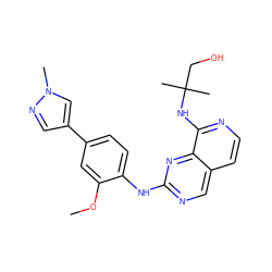 COc1cc(-c2cnn(C)c2)ccc1Nc1ncc2ccnc(NC(C)(C)CO)c2n1 ZINC000223696904