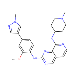 COc1cc(-c2cnn(C)c2)ccc1Nc1ncc2ccnc(NC3CCN(C)CC3)c2n1 ZINC000224087909