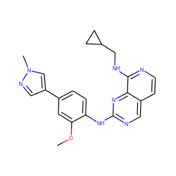 COc1cc(-c2cnn(C)c2)ccc1Nc1ncc2ccnc(NCC3CC3)c2n1 ZINC000207617349