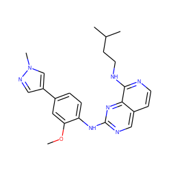 COc1cc(-c2cnn(C)c2)ccc1Nc1ncc2ccnc(NCCC(C)C)c2n1 ZINC000224157846