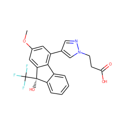 COc1cc(-c2cnn(CCC(=O)O)c2)c2c(c1)[C@](O)(C(F)(F)F)c1ccccc1-2 ZINC000143507332