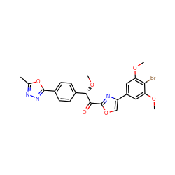 COc1cc(-c2coc(C(=O)[C@@H](OC)c3ccc(-c4nnc(C)o4)cc3)n2)cc(OC)c1Br ZINC000095571603