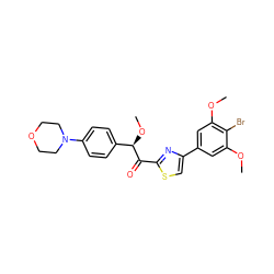 COc1cc(-c2csc(C(=O)[C@H](OC)c3ccc(N4CCOCC4)cc3)n2)cc(OC)c1Br ZINC000095578532