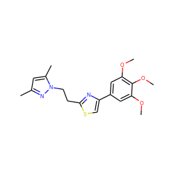 COc1cc(-c2csc(CCn3nc(C)cc3C)n2)cc(OC)c1OC ZINC000003306818