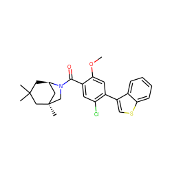 COc1cc(-c2csc3ccccc23)c(Cl)cc1C(=O)N1C[C@]2(C)C[C@H]1CC(C)(C)C2 ZINC000049785716