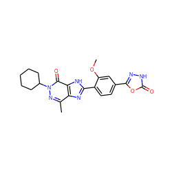 COc1cc(-c2n[nH]c(=O)o2)ccc1-c1nc2c(C)nn(C3CCCCC3)c(=O)c2[nH]1 ZINC000095553398