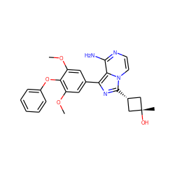 COc1cc(-c2nc([C@H]3C[C@@](C)(O)C3)n3ccnc(N)c23)cc(OC)c1Oc1ccccc1 ZINC000261186677