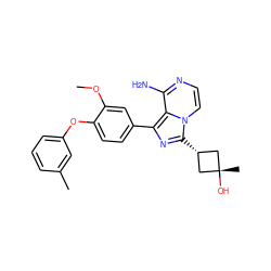 COc1cc(-c2nc([C@H]3C[C@@](C)(O)C3)n3ccnc(N)c23)ccc1Oc1cccc(C)c1 ZINC000261159983