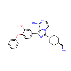 COc1cc(-c2nc([C@H]3CC[C@H](CN)CC3)n3ccnc(N)c23)ccc1Oc1ccccc1 ZINC000261102330