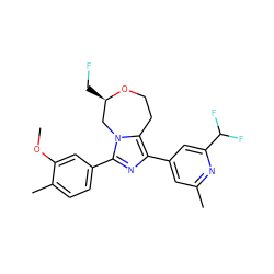 COc1cc(-c2nc(-c3cc(C)nc(C(F)F)c3)c3n2C[C@@H](CF)OCC3)ccc1C ZINC001772590991