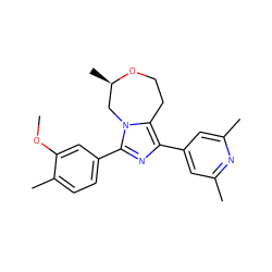 COc1cc(-c2nc(-c3cc(C)nc(C)c3)c3n2C[C@@H](C)OCC3)ccc1C ZINC001772649357