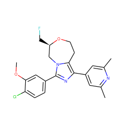 COc1cc(-c2nc(-c3cc(C)nc(C)c3)c3n2C[C@@H](CF)OCC3)ccc1Cl ZINC000221766187