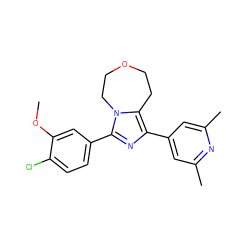 COc1cc(-c2nc(-c3cc(C)nc(C)c3)c3n2CCOCC3)ccc1Cl ZINC001772574421