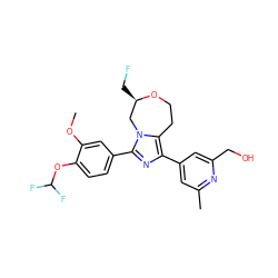 COc1cc(-c2nc(-c3cc(C)nc(CO)c3)c3n2C[C@@H](CF)OCC3)ccc1OC(F)F ZINC001772578398