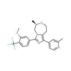 COc1cc(-c2nc(-c3ccnc(C)c3)c3n2C[C@@H](C)OCC3)ccc1C(F)(F)F ZINC000221365147