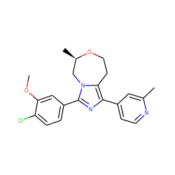 COc1cc(-c2nc(-c3ccnc(C)c3)c3n2C[C@@H](C)OCC3)ccc1Cl ZINC001772598908