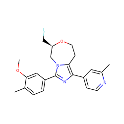 COc1cc(-c2nc(-c3ccnc(C)c3)c3n2C[C@@H](CF)OCC3)ccc1C ZINC001772599741