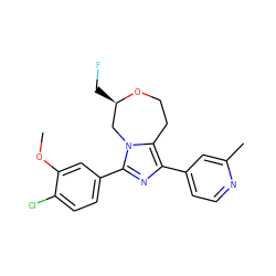 COc1cc(-c2nc(-c3ccnc(C)c3)c3n2C[C@@H](CF)OCC3)ccc1Cl ZINC000221781509