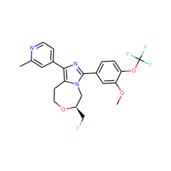 COc1cc(-c2nc(-c3ccnc(C)c3)c3n2C[C@@H](CF)OCC3)ccc1OC(F)(F)F ZINC000220970269