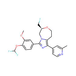 COc1cc(-c2nc(-c3ccnc(C)c3)c3n2C[C@@H](CF)OCC3)ccc1OC(F)F ZINC001772637736