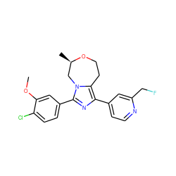 COc1cc(-c2nc(-c3ccnc(CF)c3)c3n2C[C@@H](C)OCC3)ccc1Cl ZINC000221761050