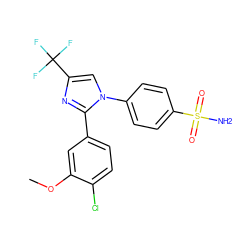 COc1cc(-c2nc(C(F)(F)F)cn2-c2ccc(S(N)(=O)=O)cc2)ccc1Cl ZINC000003814611