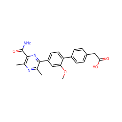 COc1cc(-c2nc(C(N)=O)c(C)nc2C)ccc1-c1ccc(CC(=O)O)cc1 ZINC000103298689