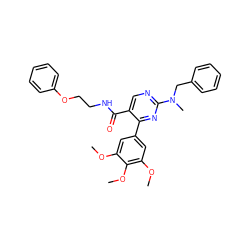 COc1cc(-c2nc(N(C)Cc3ccccc3)ncc2C(=O)NCCOc2ccccc2)cc(OC)c1OC ZINC000040379037