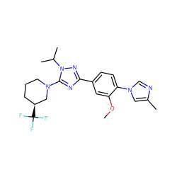 COc1cc(-c2nc(N3CCC[C@H](C(F)(F)F)C3)n(C(C)C)n2)ccc1-n1cnc(C)c1 ZINC000299826116