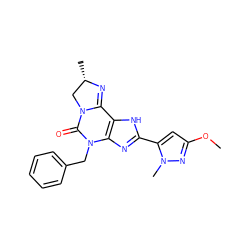 COc1cc(-c2nc3c([nH]2)C2=N[C@@H](C)CN2C(=O)N3Cc2ccccc2)n(C)n1 ZINC000072109196