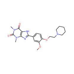 COc1cc(-c2nc3c([nH]2)c(=O)n(C)c(=O)n3C)ccc1OCCN1CCCCC1 ZINC000040900878